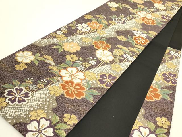 平和屋着物▼六通柄袋帯　唐織　花松文　金銀糸　やまと謹製　正絹　逸品　DABJ1292az