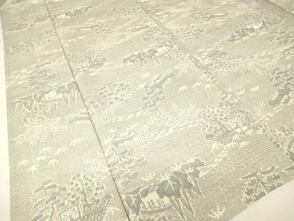 平和屋着物▽上質な紬　単衣　雪花絣　風景樹林文　証紙付き　正絹　逸品　DABJ1346az