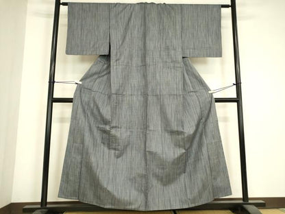 平和屋着物▽上質な紬　単衣　縞　正絹　逸品　DABJ1347az