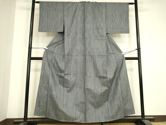 平和屋着物▽上質な紬　単衣　縞　正絹　逸品　DABJ1347az
