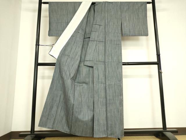 平和屋着物▽上質な紬　単衣　縞　正絹　逸品　DABJ1347az