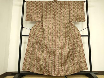平和屋着物▽上質な紬　単衣　花間道　正絹　逸品　DABJ1350az