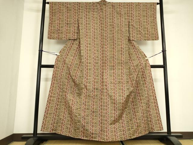 平和屋着物▽上質な紬　単衣　花間道　正絹　逸品　DABJ1350az
