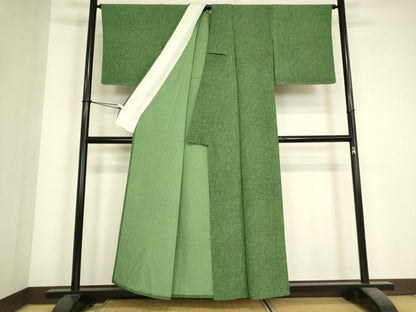 平和屋着物▽上質な小紋　単衣　変わり格子　正絹　逸品　未使用　DABJ1353az
