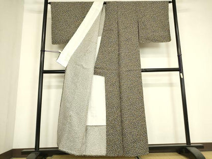 平和屋着物▽上質な小紋　単衣　石畳文　正絹　逸品　未使用　DABJ1355az