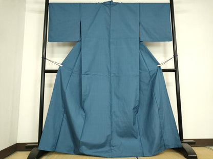 平和屋着物▽上質な紬　単衣　杜若色　正絹　逸品　DABJ1359az