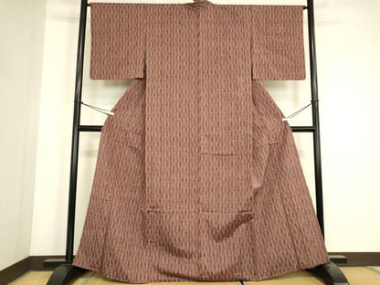 平和屋着物▽上質な紬　単衣　立涌文　正絹　逸品　DABJ1366az