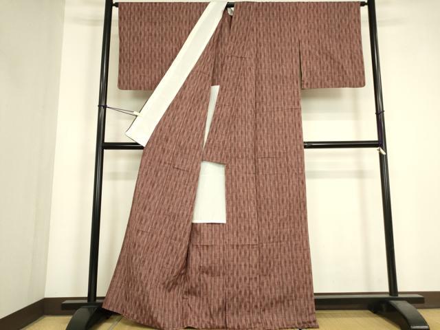 平和屋着物▽上質な紬　単衣　立涌文　正絹　逸品　DABJ1366az