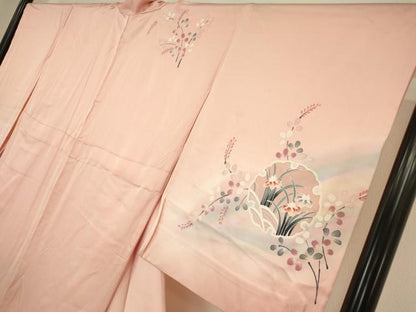 平和屋着物▽訪問着　単衣　友禅　雪輪花文　暈し染め　正絹　逸品　DABJ1370az