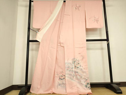 平和屋着物▽訪問着　単衣　友禅　雪輪花文　暈し染め　正絹　逸品　DABJ1370az