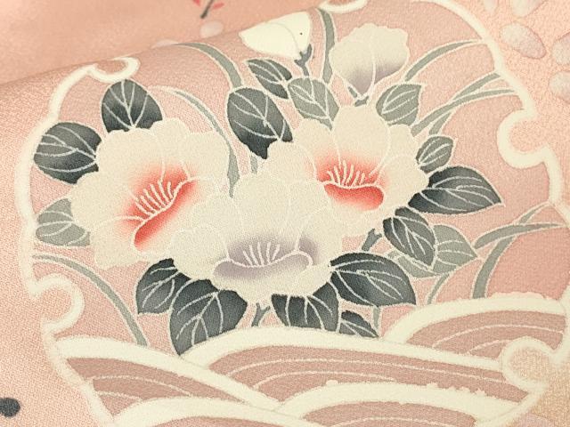 平和屋着物▽訪問着　単衣　友禅　雪輪花文　暈し染め　正絹　逸品　DABJ1370az