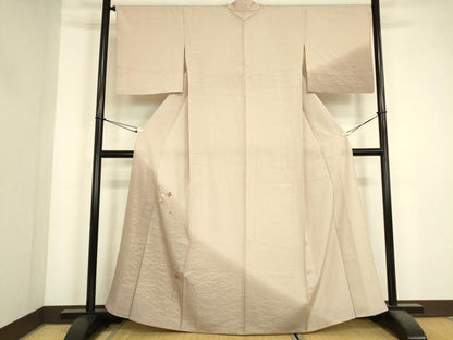 平和屋着物▽訪問着　単衣　刺繍　枝花文　暈し染め　金銀彩　正絹　逸品　DABJ1372az