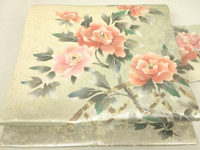 平和屋着物▼九寸名古屋帯　螺鈿箔　籬花文　金銀彩　正絹　逸品　DABJ1408az