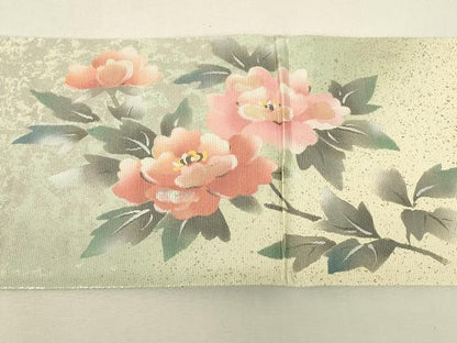 平和屋着物▼九寸名古屋帯　螺鈿箔　籬花文　金銀彩　正絹　逸品　DABJ1408az