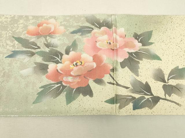 平和屋着物▼九寸名古屋帯　螺鈿箔　籬花文　金銀彩　正絹　逸品　DABJ1408az