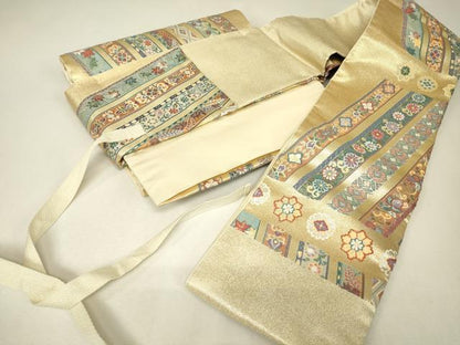 平和屋着物▼つけ帯　細巧織　華燭　金糸　正絹　逸品　DABJ1449az