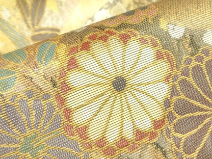 平和屋着物▼つけ帯　螺鈿箔　鴛鴦流水花文　正絹　逸品　DABJ1451az