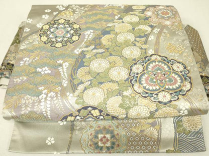 平和屋着物▼つけ帯　和泉錦　正倉院花文　金銀糸　正絹　逸品　DABJ1452az