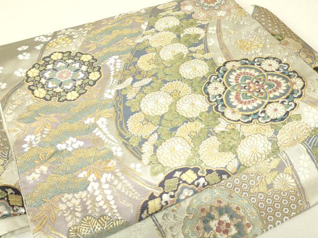 平和屋着物▼つけ帯　和泉錦　正倉院花文　金銀糸　正絹　逸品　DABJ1452az