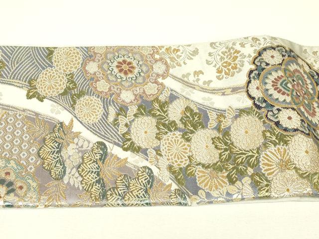 平和屋着物▼つけ帯　和泉錦　正倉院花文　金銀糸　正絹　逸品　DABJ1452az