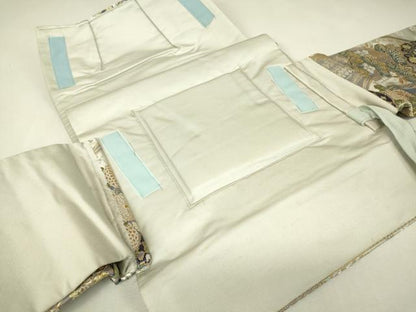 平和屋着物▼つけ帯　和泉錦　正倉院花文　金銀糸　正絹　逸品　DABJ1452az