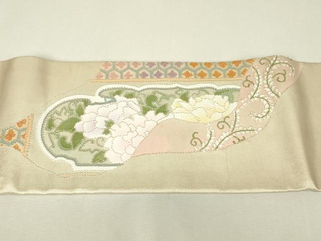 平和屋着物▼中国三大刺繍　相良刺繍　総刺繍　つけ帯　天井花鳥文　正絹　逸品　DABJ1454az