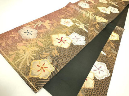 平和屋着物▼六通柄袋帯　鳳凰花文　金銀糸　正絹　逸品　DABJ1477az