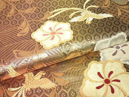 平和屋着物▼六通柄袋帯　鳳凰花文　金銀糸　正絹　逸品　DABJ1477az