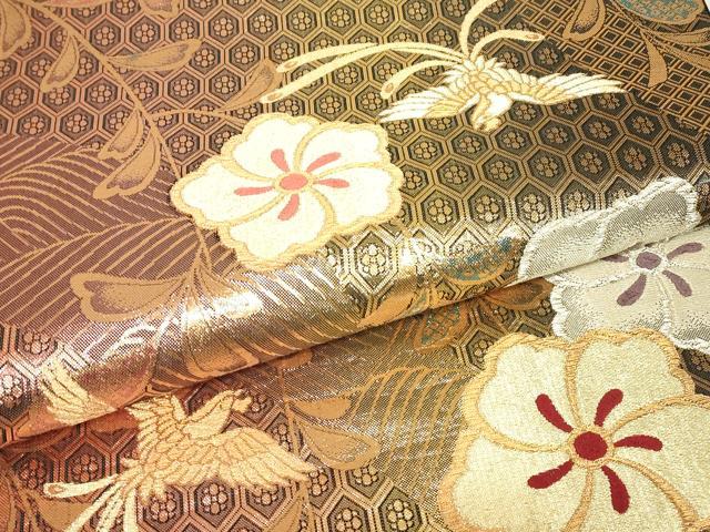 平和屋着物▼六通柄袋帯　鳳凰花文　金銀糸　正絹　逸品　DABJ1477az