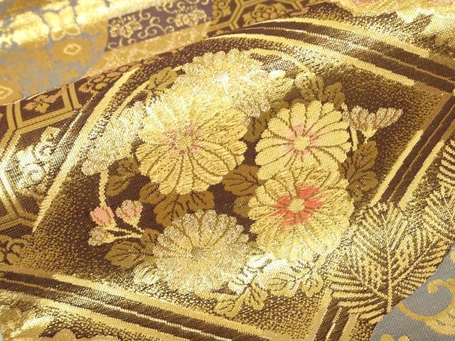 平和屋着物▼六通柄袋帯　姫物語　正倉院天井花文　金銀糸　正絹　逸品　DABJ1489az