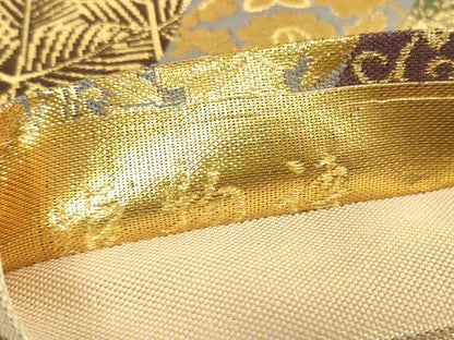 平和屋着物▼六通柄袋帯　姫物語　正倉院天井花文　金銀糸　正絹　逸品　DABJ1489az