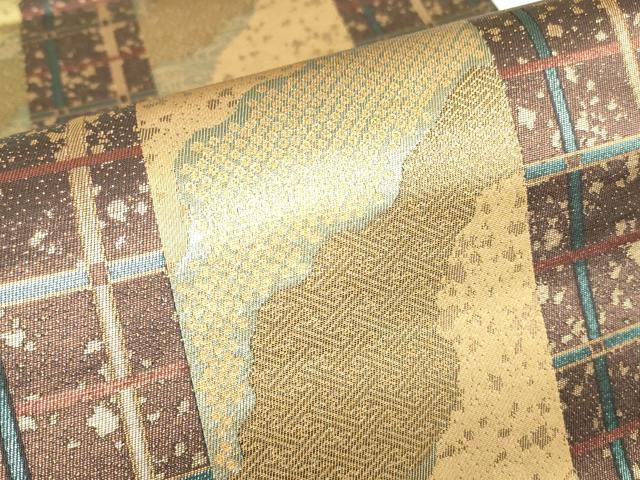 平和屋着物▼西陣　とみや織物謹製　とみや帯　両面　六通柄袋帯　巧芸箔　霞間道　証紙付き　正絹　逸品　未使用　DABJ1513az