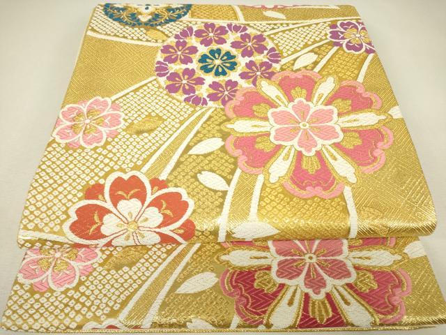 平和屋着物▼西陣　京洛苑たはら　六通柄袋帯　花栞織　金糸　証紙付き　逸品　未使用　DABJ1528az