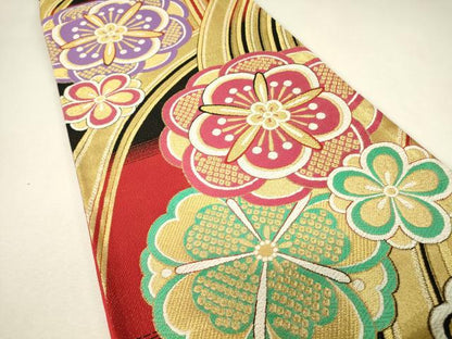 平和屋着物▼西陣　大光謹製　六通柄袋帯　舞花文　金糸　証紙付き　逸品　未使用　DABJ1531az