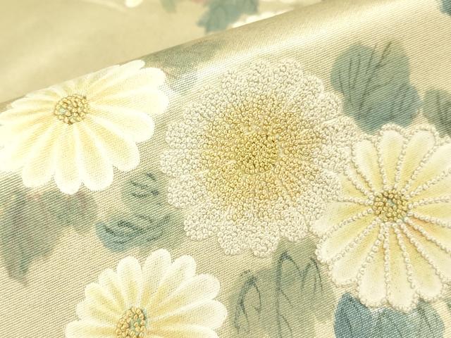 平和屋着物▼中国三大刺繍　相良刺繍　九寸名古屋帯　菊文　手描き　正絹　逸品　DABJ1541az