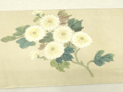 平和屋着物▼中国三大刺繍　相良刺繍　九寸名古屋帯　菊文　手描き　正絹　逸品　DABJ1541az