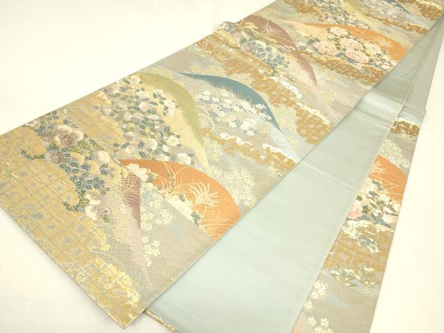 平和屋着物▼六通柄袋帯　紹巴　琳派四季文　金糸　正絹　逸品　DABJ1550az