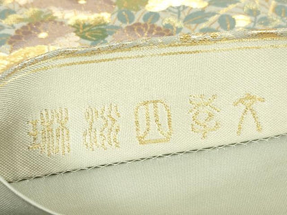 平和屋着物▼六通柄袋帯　紹巴　琳派四季文　金糸　正絹　逸品　DABJ1550az