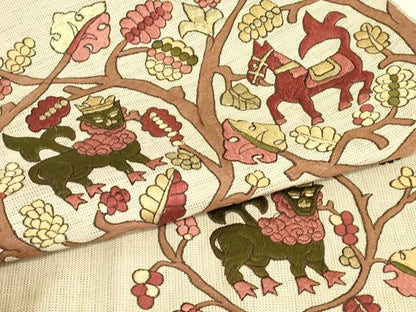 平和屋着物▼総刺繍　八寸名古屋帯　鳥獣葡萄唐草　金糸　正絹　逸品　DABJ1587az