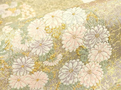 平和屋着物▼六通柄袋帯　花丸文　金糸　正絹　逸品　DABJ1598az