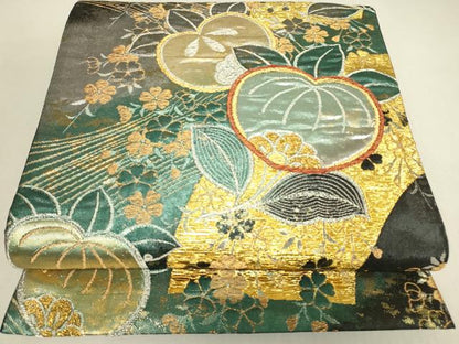 平和屋着物▼六通柄袋帯　橘文　金銀糸　正絹　逸品　DABJ1602az