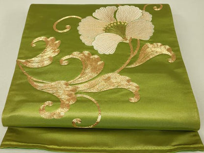 平和屋着物▼太鼓柄袋帯　総刺繍　駒刺繍　牡丹文　金糸　正絹　逸品　DABJ1607az