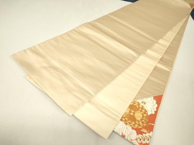 平和屋着物▼太鼓柄袋帯　総刺繍　駒刺繍　舞鶴菊文　金糸　正絹　逸品　DABJ1608az
