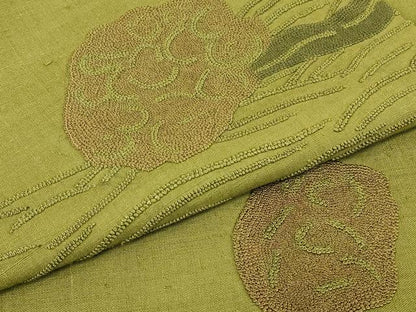 平和屋着物▼中国三大刺繍　相良刺繍　総刺繍　九寸名古屋帯　紬地　吉祥柄　正絹　逸品　DABJ1734az