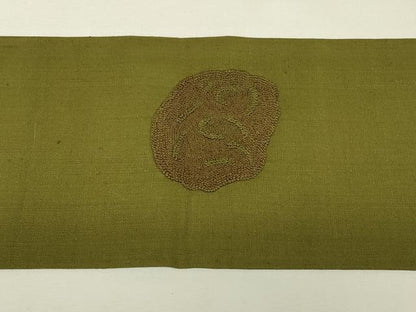 平和屋着物▼中国三大刺繍　相良刺繍　総刺繍　九寸名古屋帯　紬地　吉祥柄　正絹　逸品　DABJ1734az