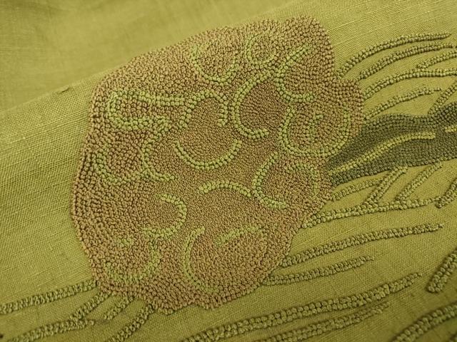 平和屋着物▼中国三大刺繍　相良刺繍　総刺繍　九寸名古屋帯　紬地　吉祥柄　正絹　逸品　DABJ1734az