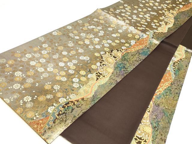 平和屋着物▼六通柄袋帯　舞花文　金銀糸　引箔　正絹　逸品　DABJ1762az