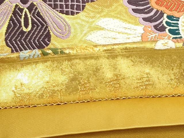平和屋着物▼六通柄袋帯　王朝装束　葡萄唐草華文　金糸　正絹　逸品　DABJ1771az