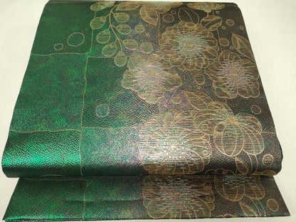 平和屋着物▼六通柄袋帯　辻が花　金糸　さが美扱い　正絹　逸品　DABJ1773az