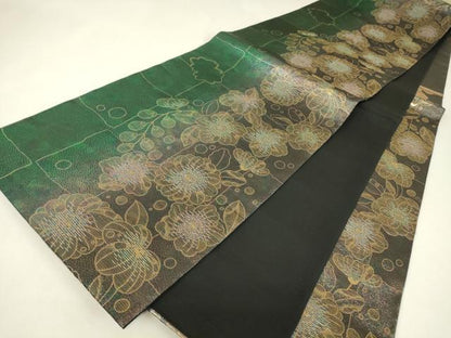 平和屋着物▼六通柄袋帯　辻が花　金糸　さが美扱い　正絹　逸品　DABJ1773az